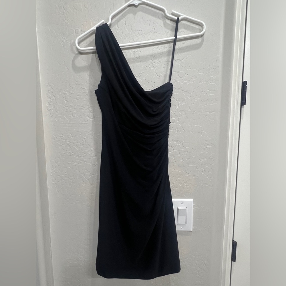 Lauren Ralph Lauren Black Asymmetrical Draped Cocktail Dress